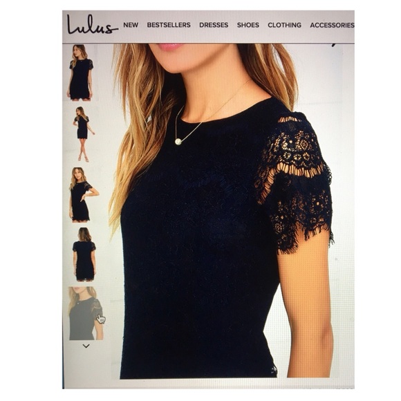 navy lace shift dress